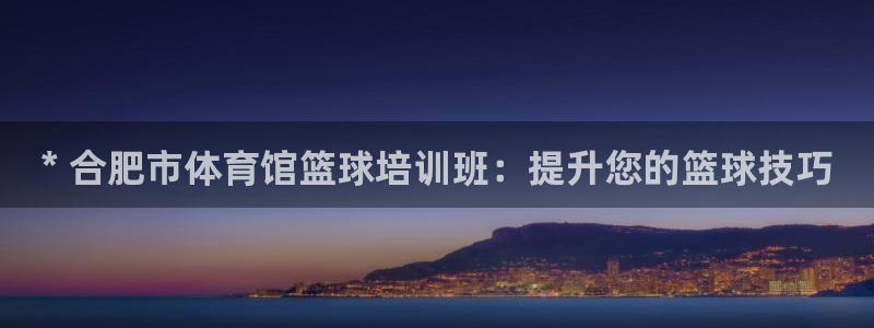 尊龙凯时网站不让提款：* 合肥市体育馆篮球培训班：提升您的篮